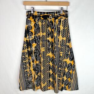 Robert Louis Black & Orange Midi Skirt Small
